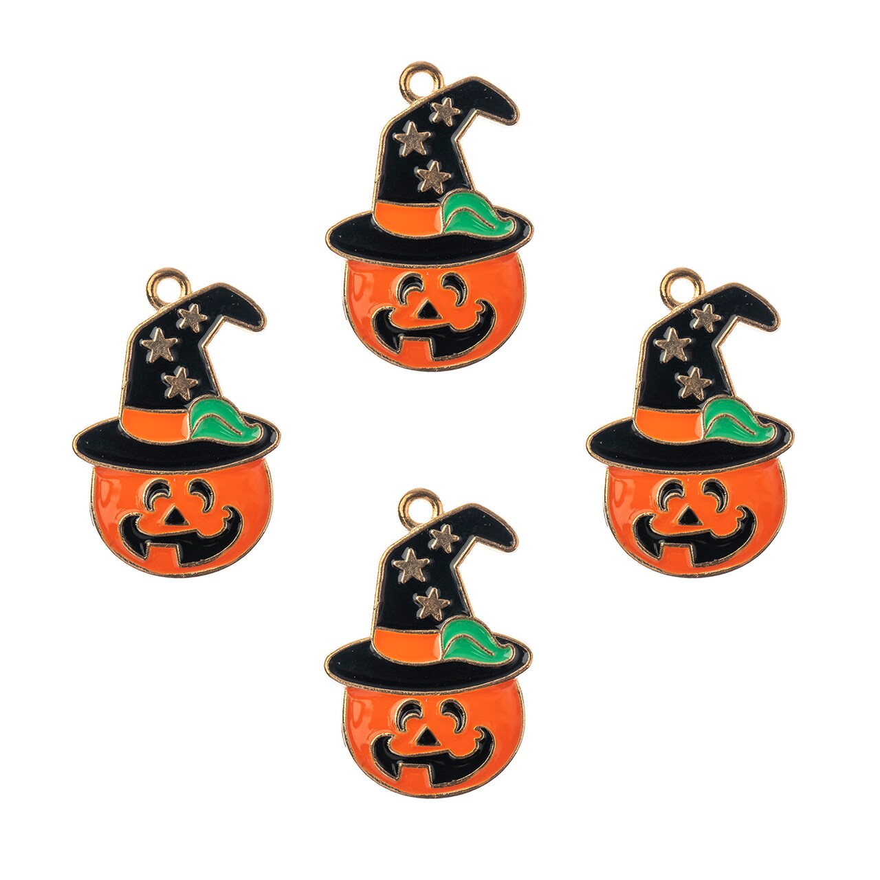 John Bead Sweet & Petite Pumpkin Witch Halloween Charms, 4pcs